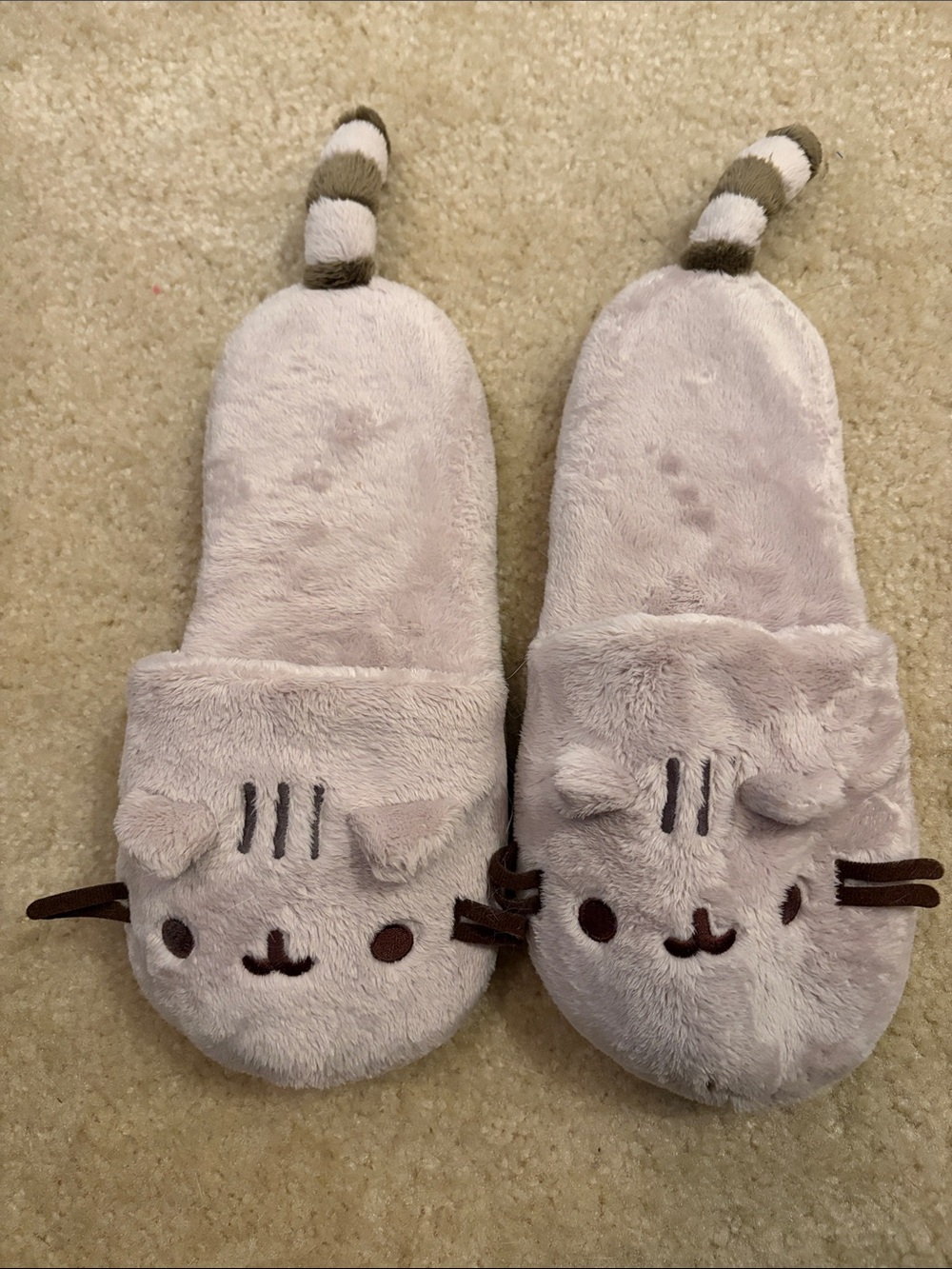 Pusheen Gray Plush Cat Slippers - Cute Kitty Design
